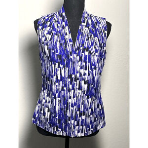 Women’s Calvin Klein Sleeveless Top Blue‎ Black & White Relax Business Casual XS